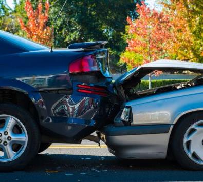 Two cars involved in a collision.